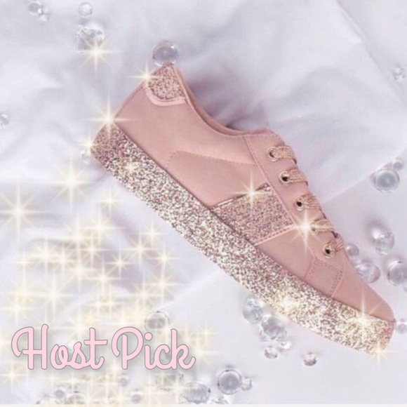 🅛🅐🅢🅣 9 Street wear blush sneaker, rose glitter - Picture 2 of 5
